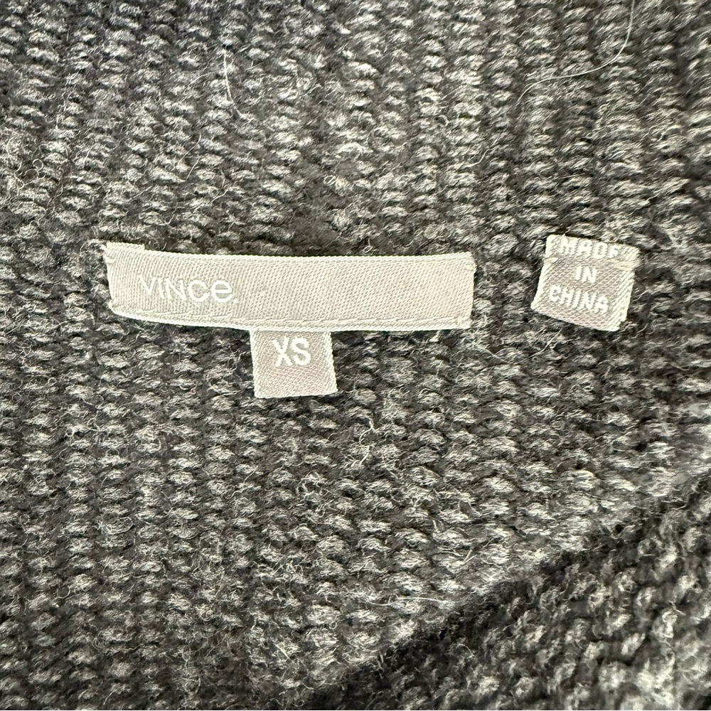 Vince Charcoal Hooded Duster Cardigan XS Cashmere Wool Alpaca Blend - Picture 2 of 5